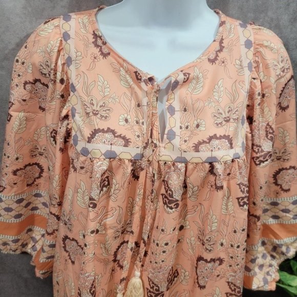 MISSLOOK Bohemian Style Puff Sleeve Blouse Size Medium - Picture 2 of 12